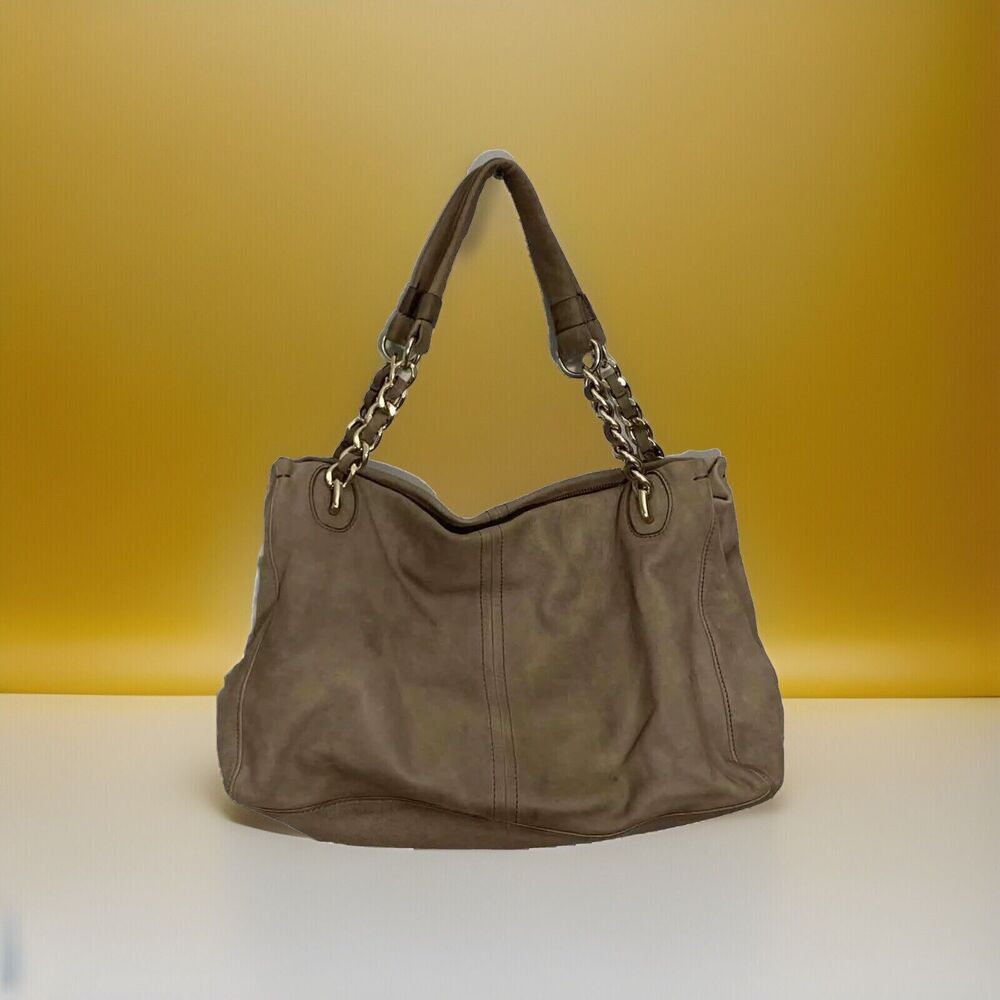 BANANA REPUBLIC Shoulder Purse Handbag Genuine Cow Leather Chain Strap Inset